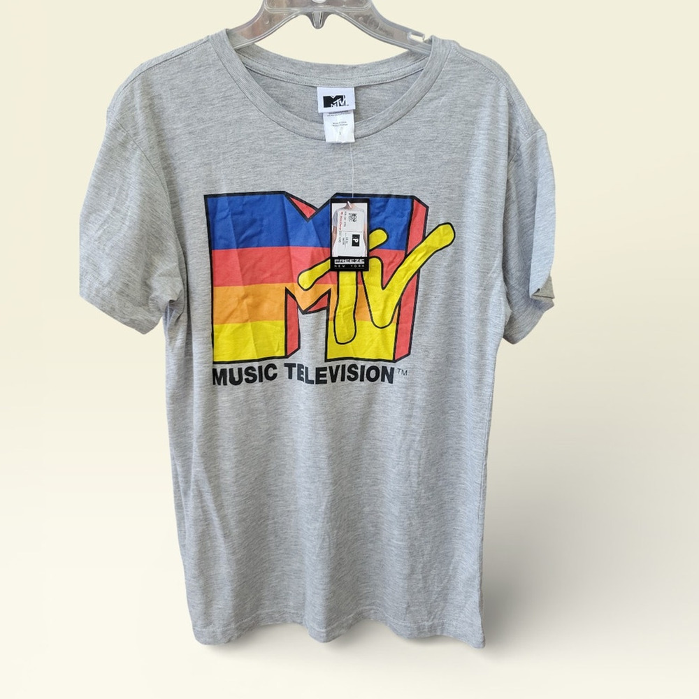 MTV Licensed Gray Graphic Tee Mens Medium Music Television NEW